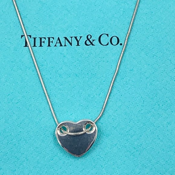 Authentic Tiffany & Co 925 Silver Full Heart Pendant Necklace - Picture 1 of 9